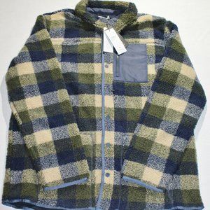 Mens UGG Keefe Sherpa Jacket Blue Green Beige Plaid Size M